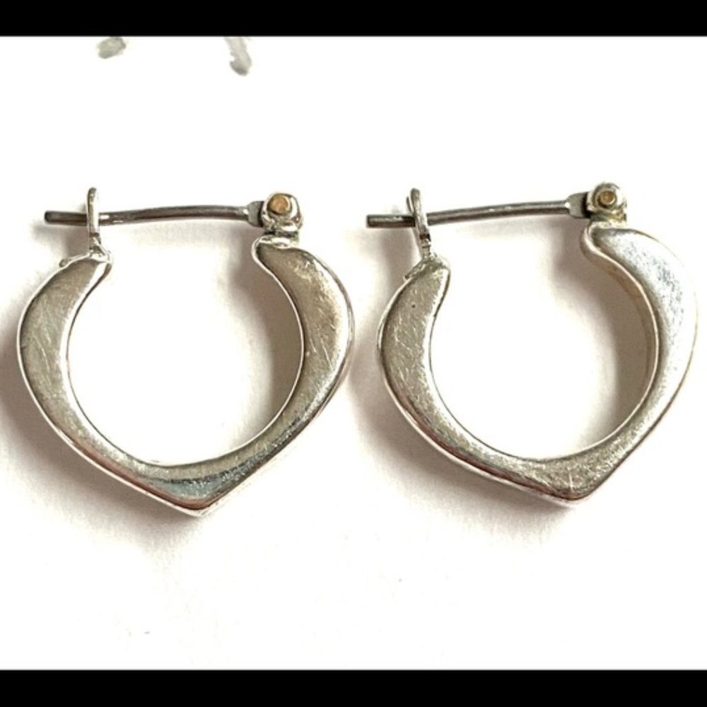 Vintage Napier Sterling Silver Plated Heart Hoop Earrings